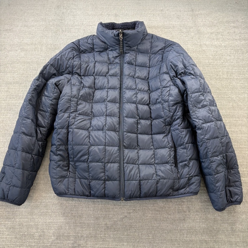 Taion Mountain‎ Wear Down Jacket Mens L Blue Reversible Fleece Lined Hiking